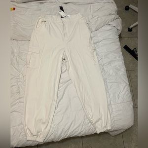 Egg shell white Cargo jogger pants
